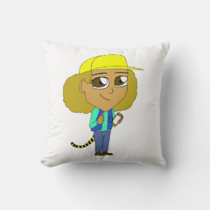 chibi girl with a tiger tail cushion