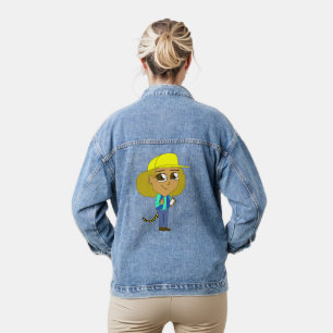 chibi girl with a tiger tail denim jacket