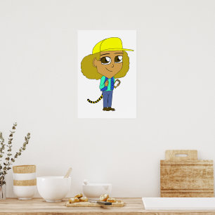 chibi girl with a tiger tail poster