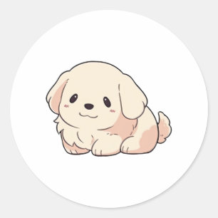 Chibi Golden Retriever Puppy Classic Round Sticker