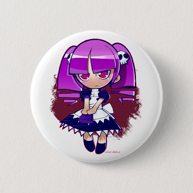 Chibi Goth 6 Cm Round Badge (Front)