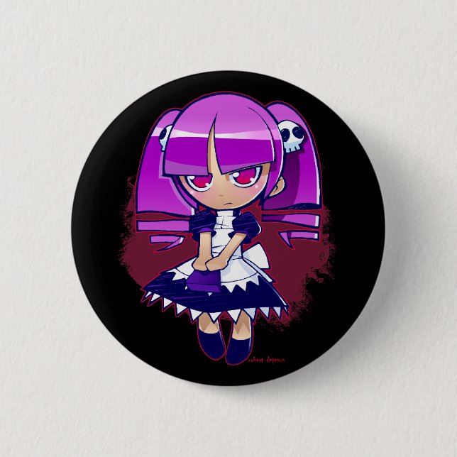 Chibi Goth 6 Cm Round Badge (Front)