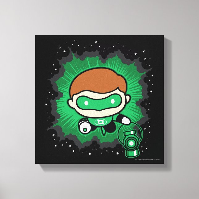 Chibi Green Lantern Flying Through Space Canvas Print (Front)