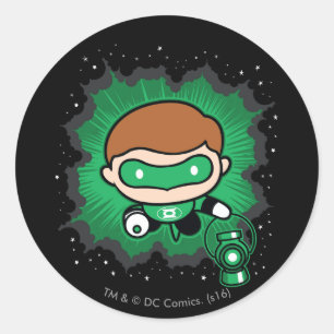 Chibi Green Lantern Flying Through Space Classic Round Sticker