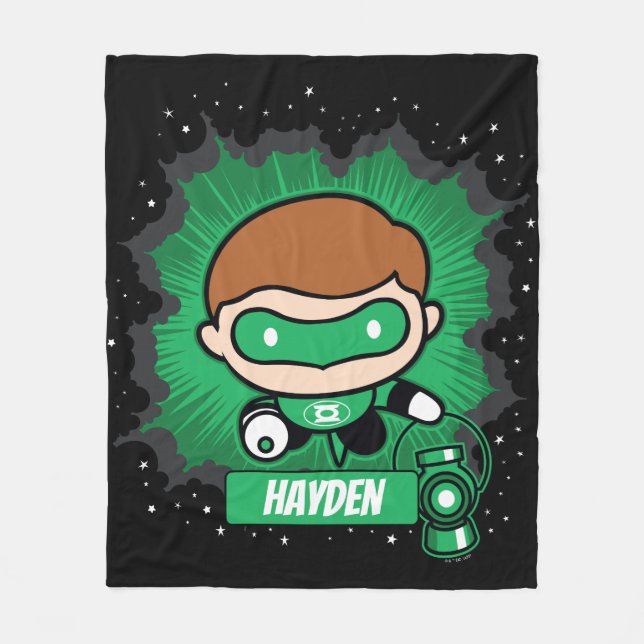 Chibi Green Lantern Flying Through Space Fleece Blanket (Front)