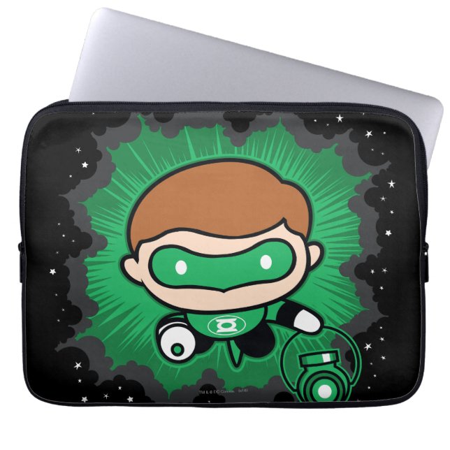 Chibi Green Lantern Flying Through Space Laptop Sleeve (Front)