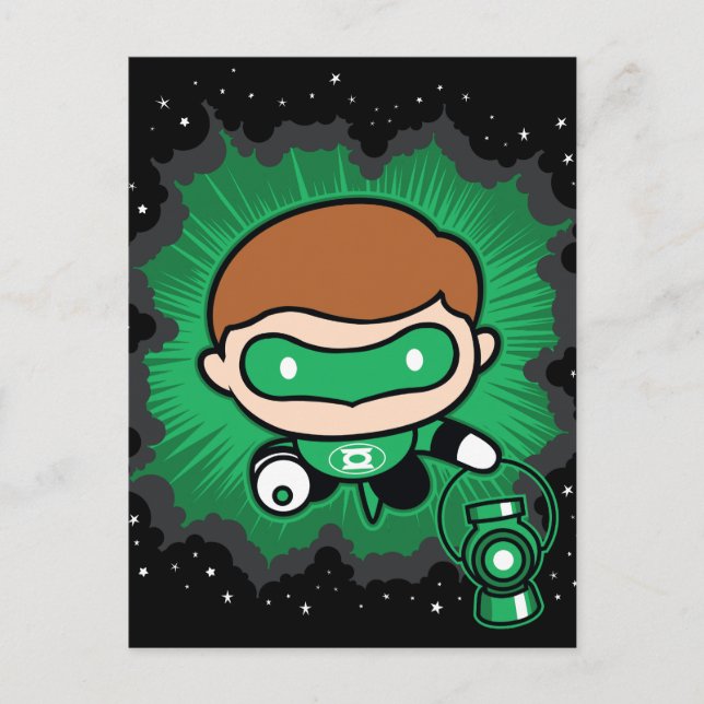 Chibi Green Lantern Flying Through Space Postcard (Front)