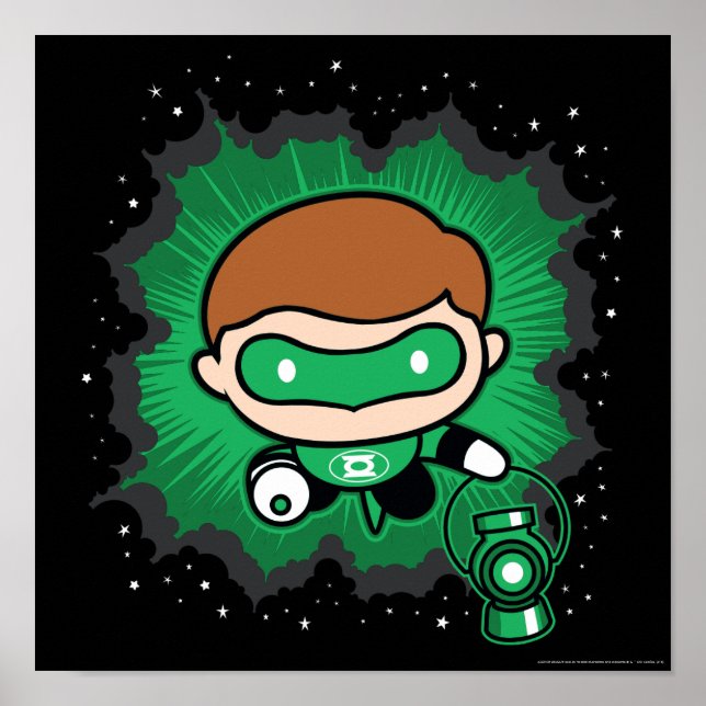 Chibi Green Lantern Flying Through Space Poster (Front)