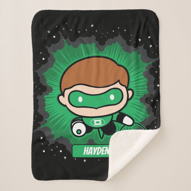 Chibi Green Lantern Flying Through Space Sherpa Blanket (Front)