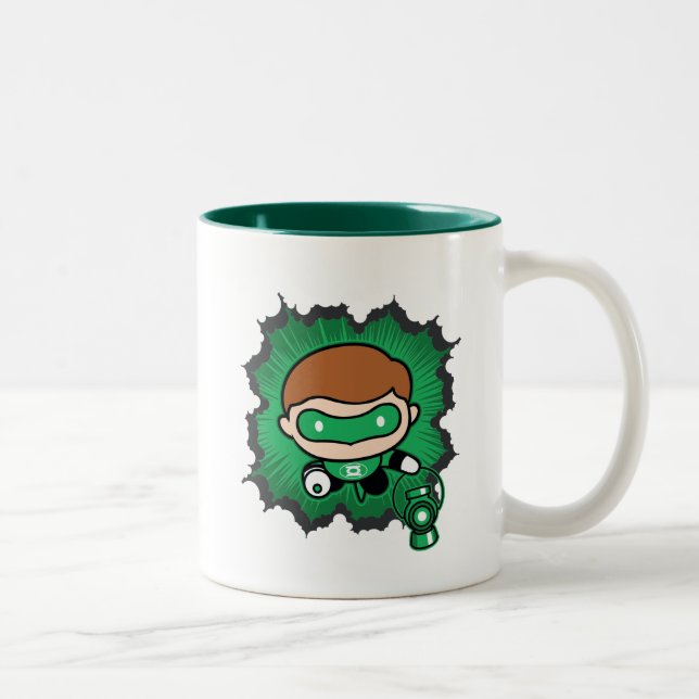 Chibi Green Lantern Flying Through Space Two-Tone Coffee Mug (Right)