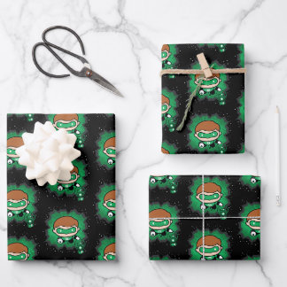Chibi Green Lantern Flying Through Space Wrapping Paper Sheet