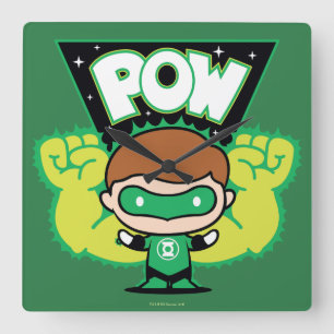 Chibi Green Lantern Forming Giant Fists Square Wall Clock