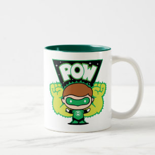 Chibi Green Lantern Forming Giant Fists Two-Tone Coffee Mug