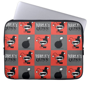 Chibi Harley Quinn Chequered Pattern Laptop Sleeve