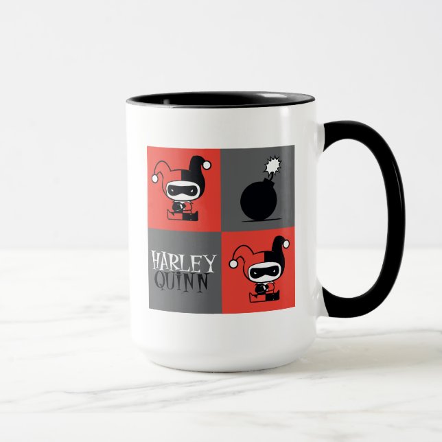Chibi Harley Quinn Chequered Pattern Mug (Right)