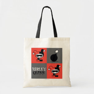 Chibi Harley Quinn Chequered Pattern Tote Bag