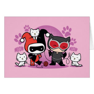 Chibi Harley Quinn & Chibi Catwoman With Cats