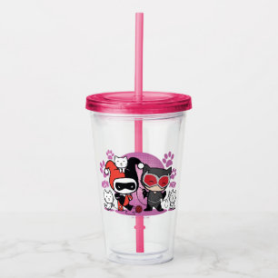 Chibi Harley Quinn & Chibi Catwoman With Cats Acrylic Tumbler