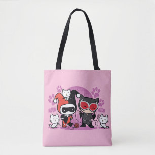 Chibi Harley Quinn & Chibi Catwoman With Cats Tote Bag