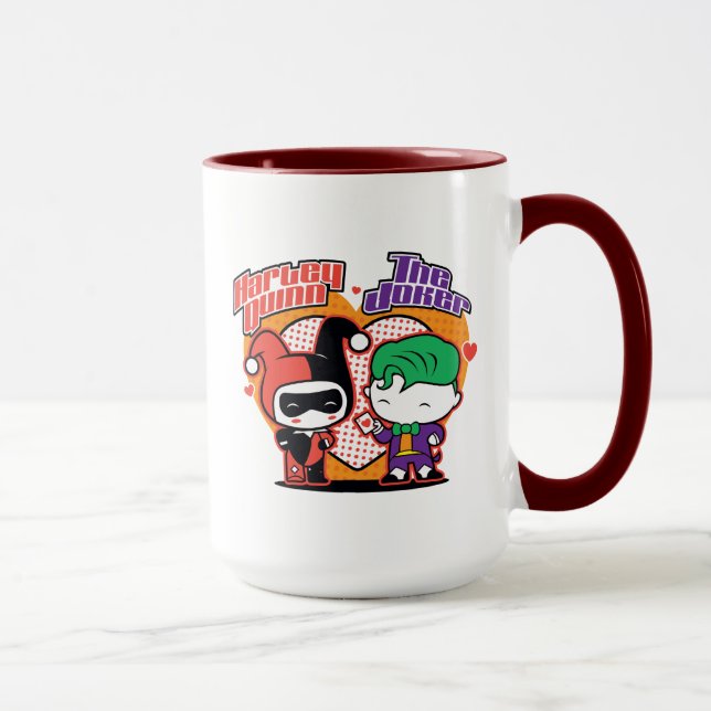 Chibi Harley Quinn & Chibi Joker Hearts Mug (Right)