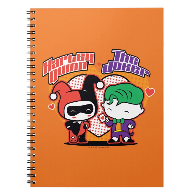 Chibi Harley Quinn & Chibi Joker Hearts Notebook (Front)