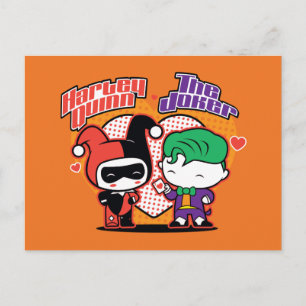 Chibi Harley Quinn & Chibi Joker Hearts Postcard
