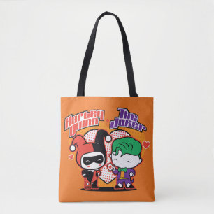 Chibi Harley Quinn & Chibi Joker Hearts Tote Bag
