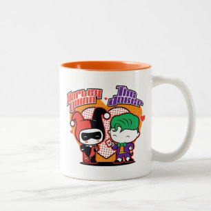 Chibi Harley Quinn & Chibi Joker Hearts Two-Tone Coffee Mug
