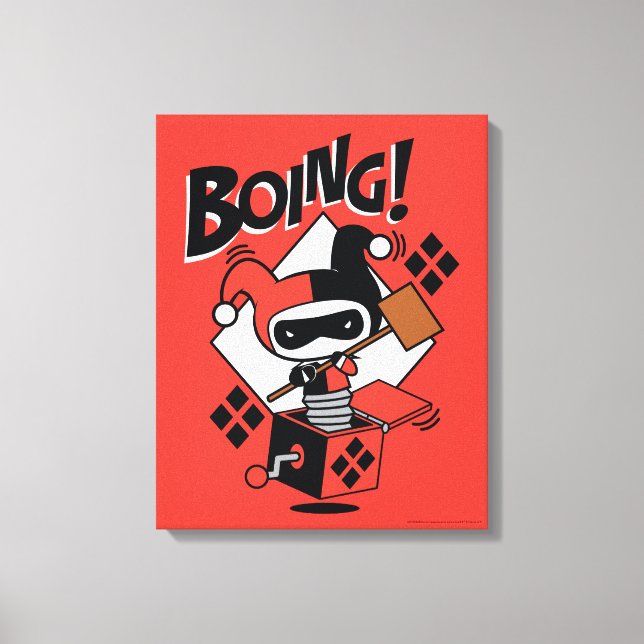 Chibi Harley-Quinn-In-A-Box With Hammer Canvas Print (Front)