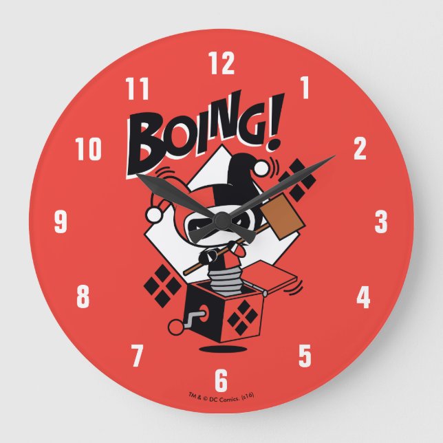 Chibi Harley-Quinn-In-A-Box With Hammer Large Clock (Front)