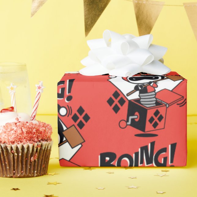 Chibi Harley-Quinn-In-A-Box With Hammer Wrapping Paper (Birthday Party)