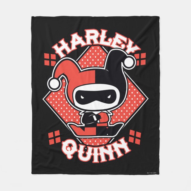 Chibi Harley Quinn Splits Fleece Blanket (Front)