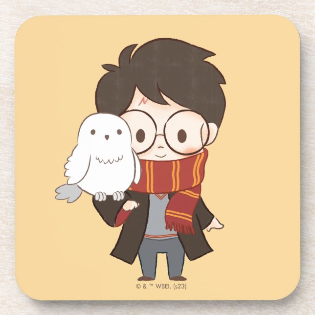 Chibi HARRY POTTER™ & Hedwig Coaster (Front)