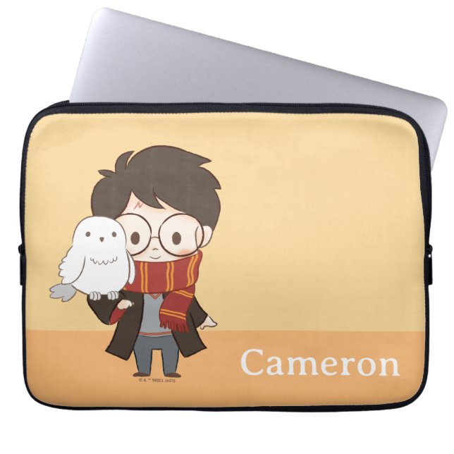 Chibi HARRY POTTER™ & Hedwig Laptop Sleeve (Front)