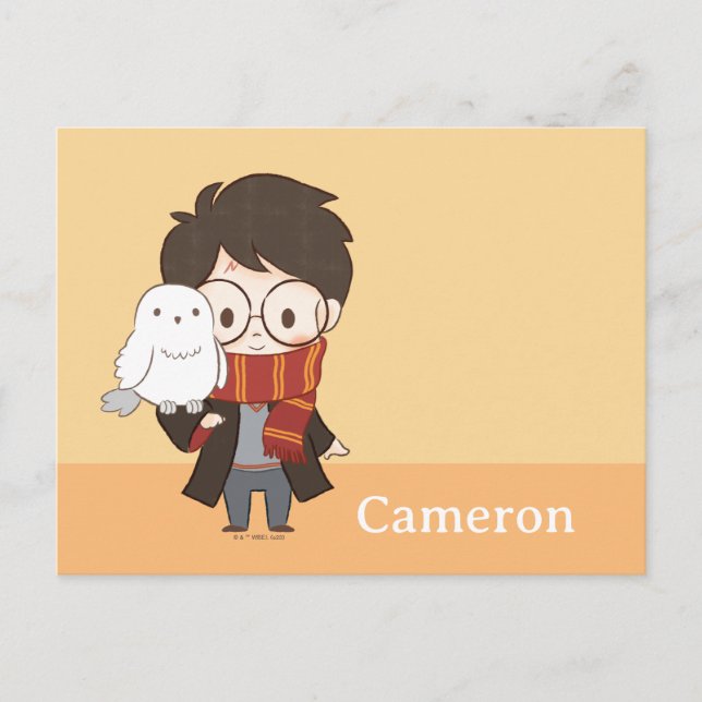 Chibi HARRY POTTER™ & Hedwig Postcard (Front)