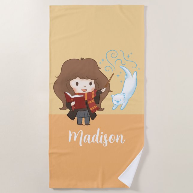 Chibi Hermione Granger Patronus Beach Towel (Front)