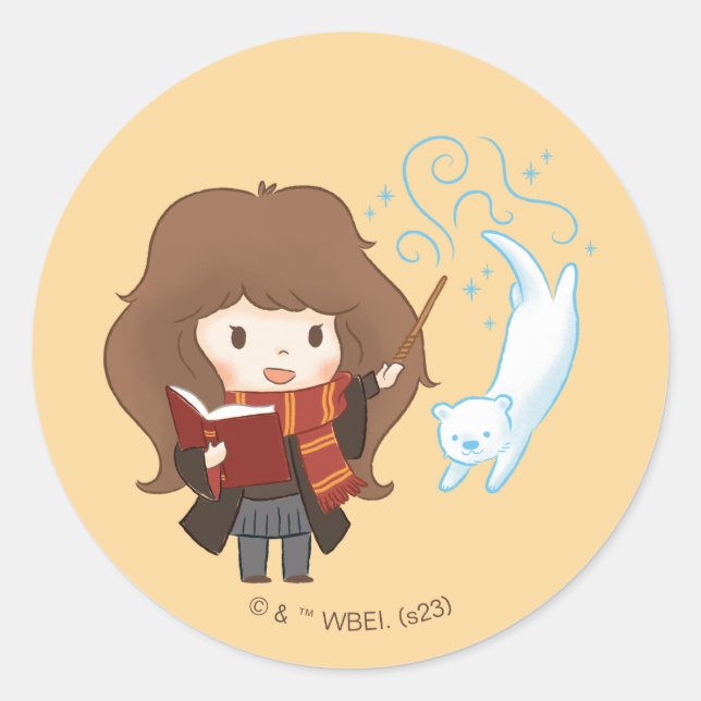 Chibi Hermione Granger Patronus Classic Round Sticker (Front)
