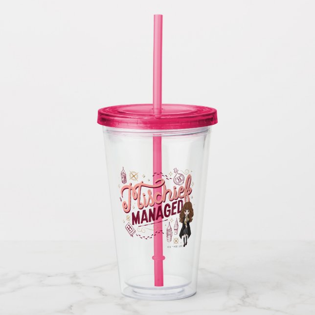 Chibi Hermione "Mischief Managed" Acrylic Tumbler (Front)