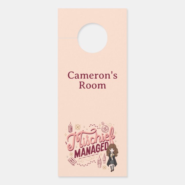 Chibi Hermione "Mischief Managed" Door Hanger (Front)