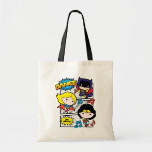 Chibi Heroes Dancing Tote Bag
