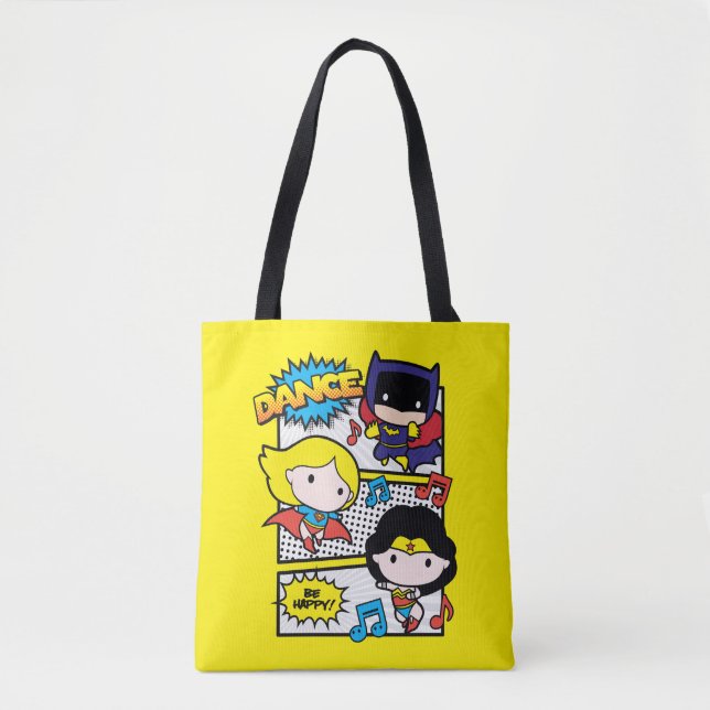 Chibi Heroes Dancing Tote Bag (Front)
