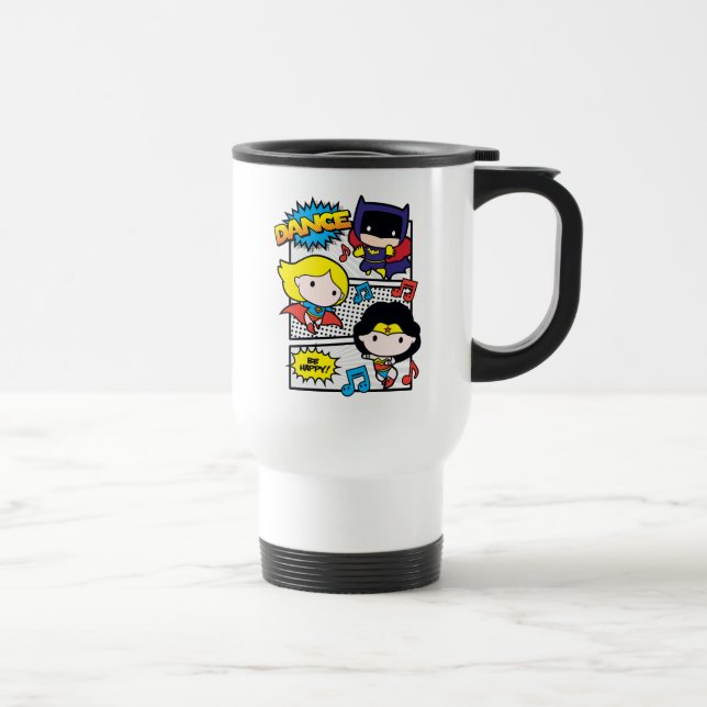 Chibi Heroes Dancing Travel Mug (Right)