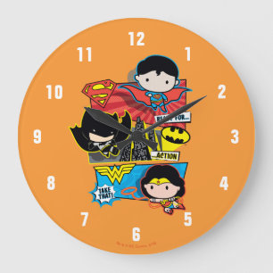 Chibi Heroes Ready For Action! Large Clock