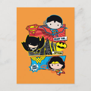 Chibi Heroes Ready For Action! Postcard