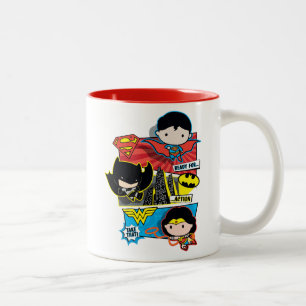 Chibi Heroes Ready For Action! Two-Tone Coffee Mug