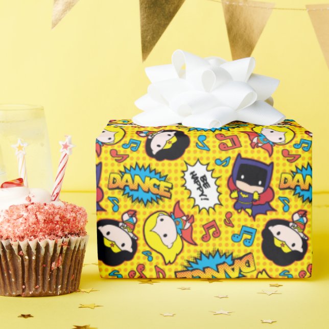 Chibi Heroine Dance Pattern Wrapping Paper (Birthday Party)