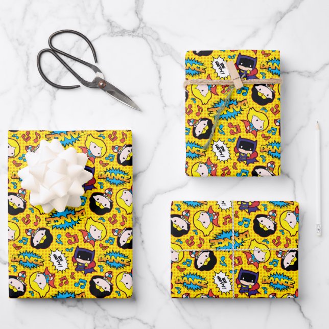 Chibi Heroine Dance Pattern Wrapping Paper Sheet (Front)