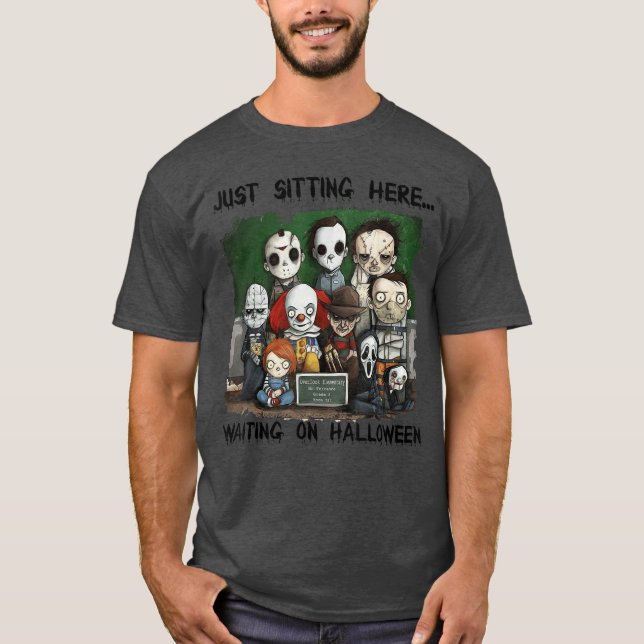 Chibi Horror Just Sitting Here Waiting On Hallowee T-Shirt (Front)