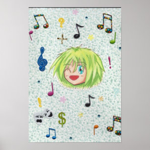 Chibi Izumi w/collage background Poster