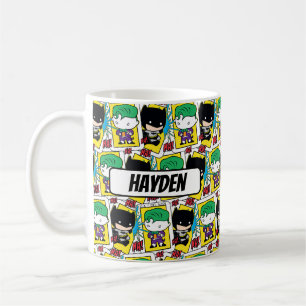 Chibi Joker and Batman Playing Card Pattern Coffee Mug